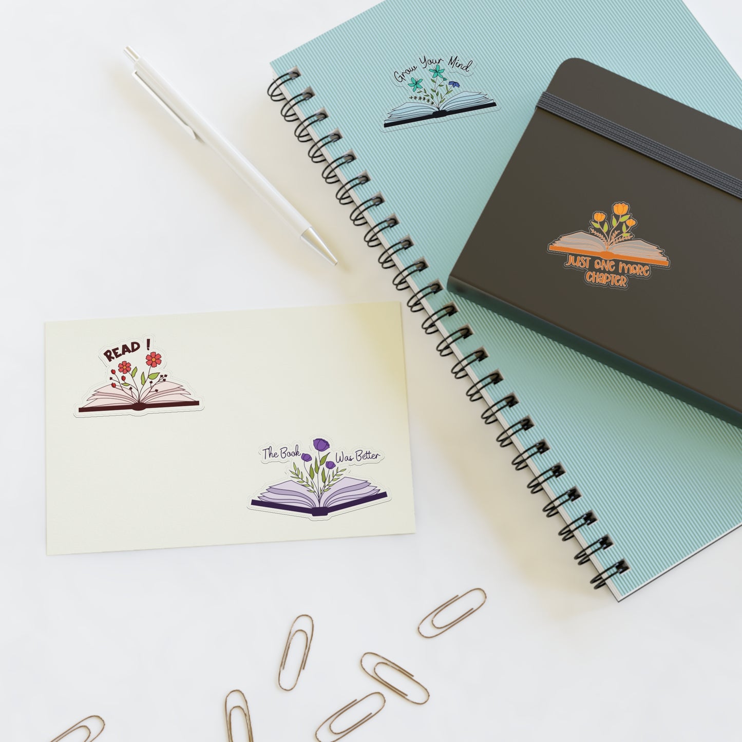 Inspirational Book-Themed Sticker Sheets for Readers