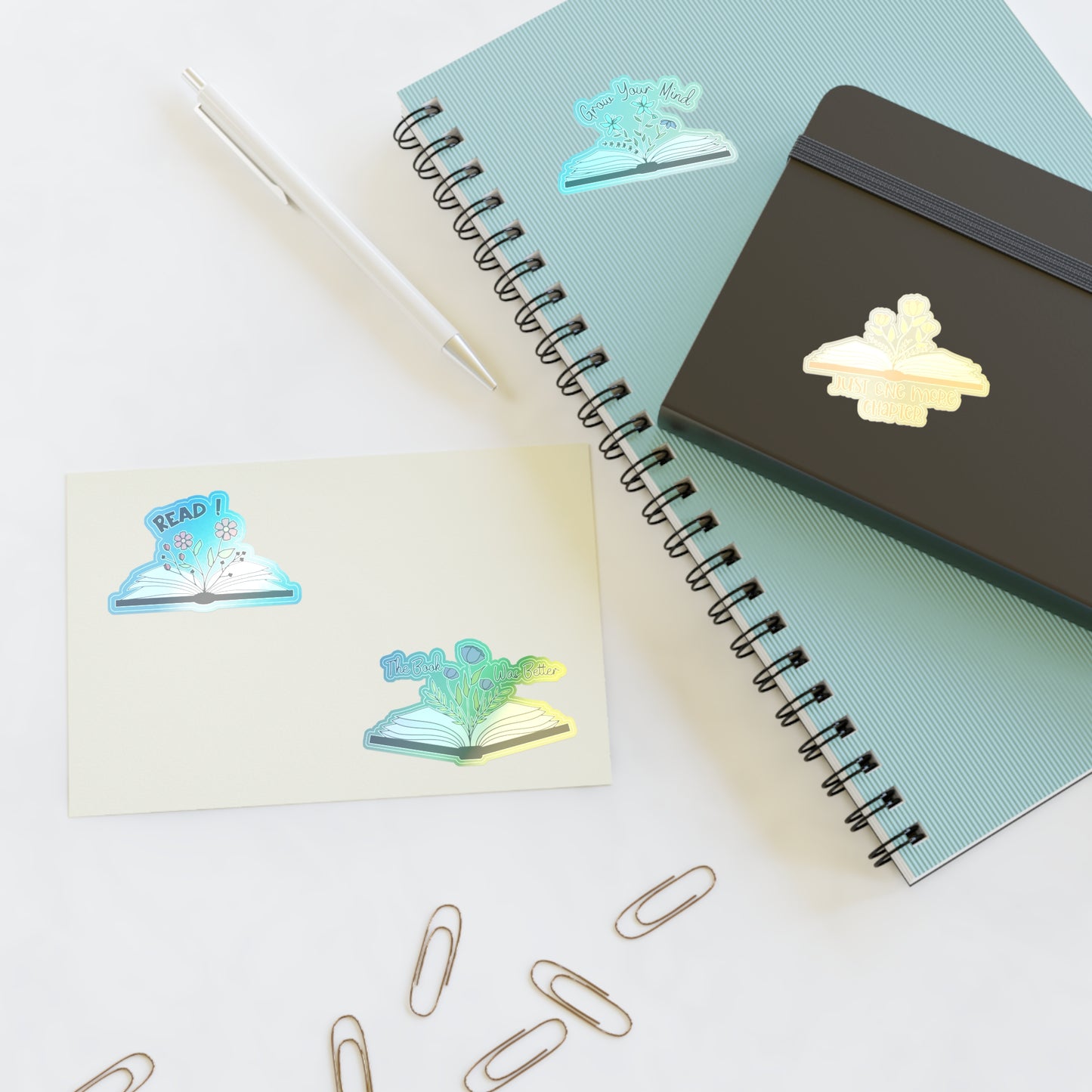 Inspirational Book-Themed Sticker Sheets for Readers