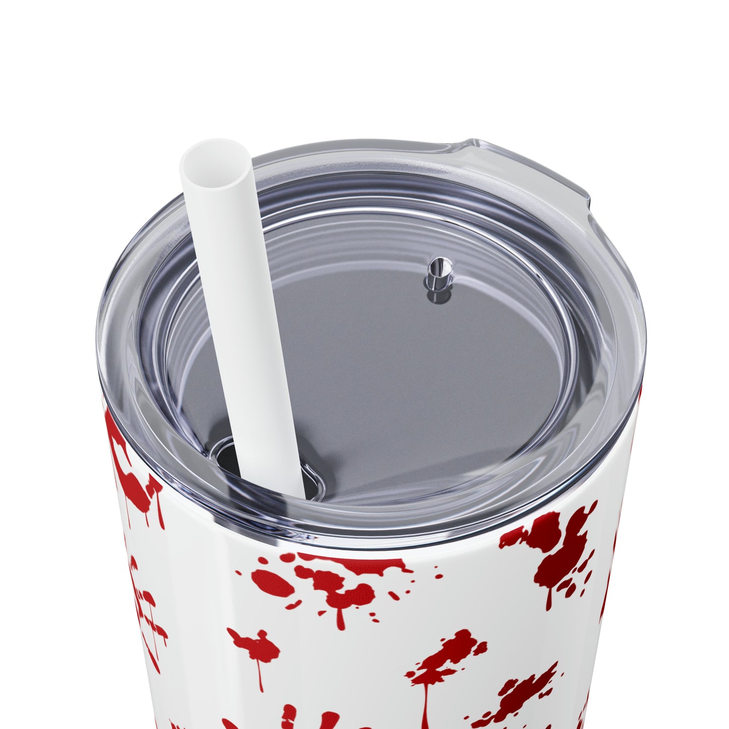 Bloody Hand-Skinny Tumbler with Straw, 20oz