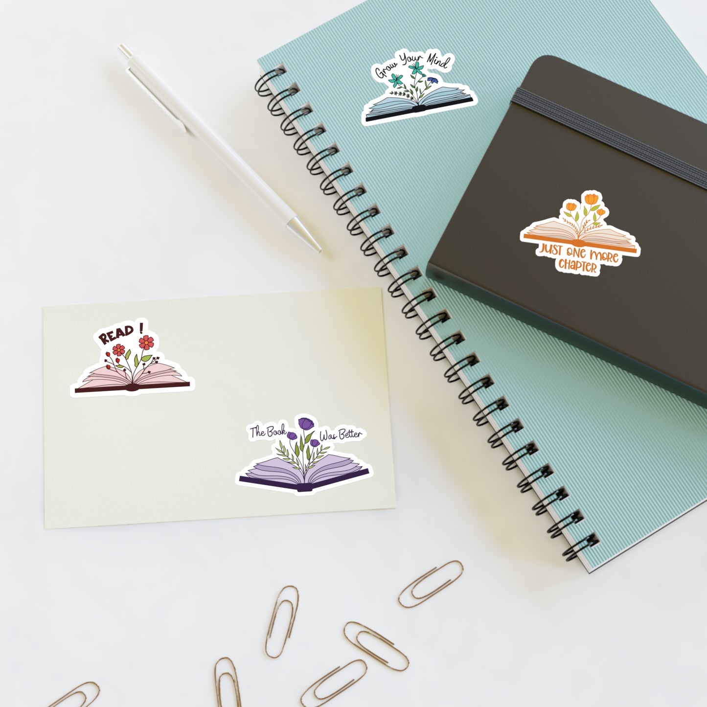 Inspirational Book-Themed Sticker Sheets for Readers