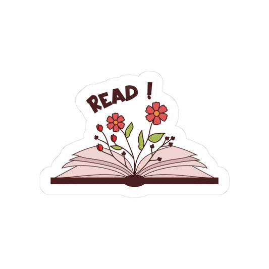 Inspirational Book Lover Stickers - "Read!" Floral Design