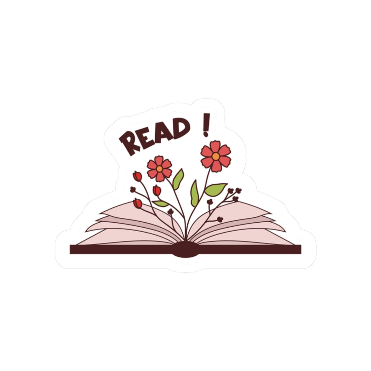 Inspirational Book Lover Stickers - "Read!" Floral Design