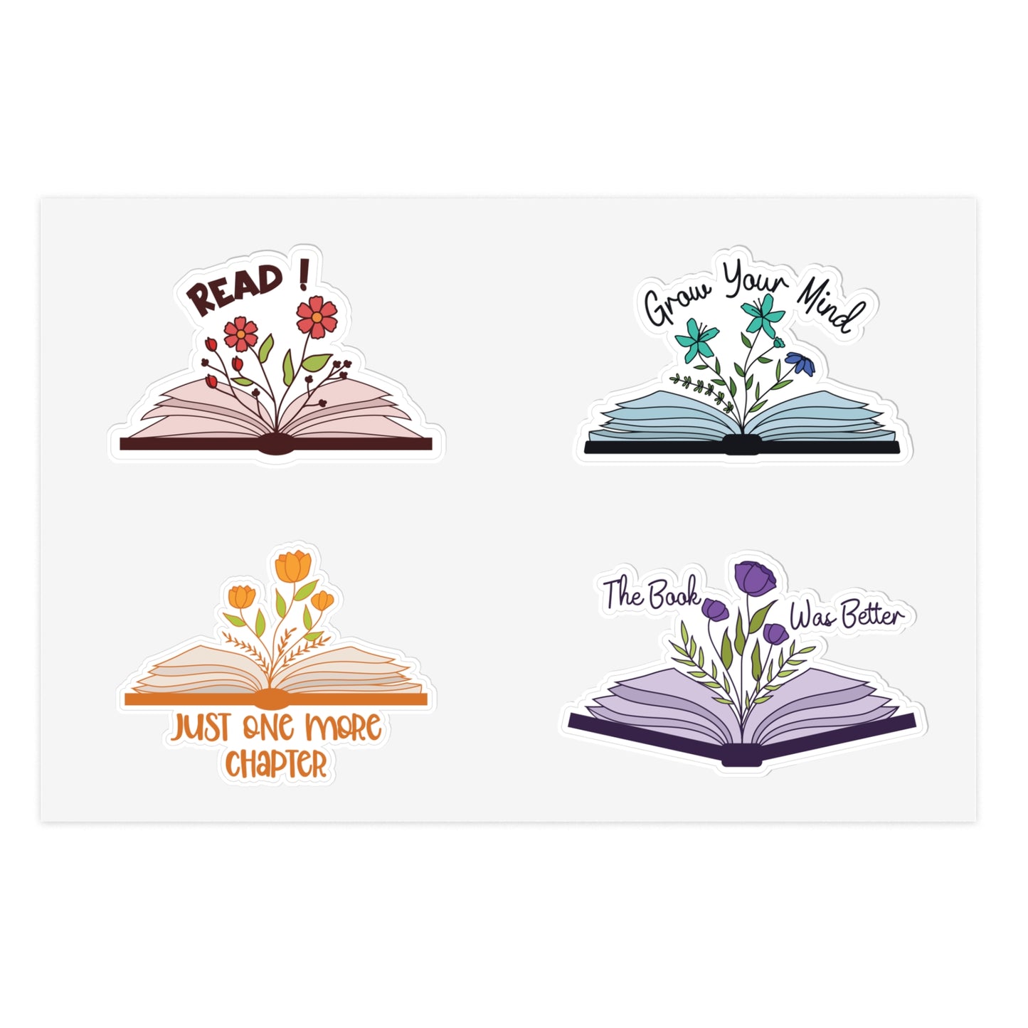Inspirational Book-Themed Sticker Sheets for Readers