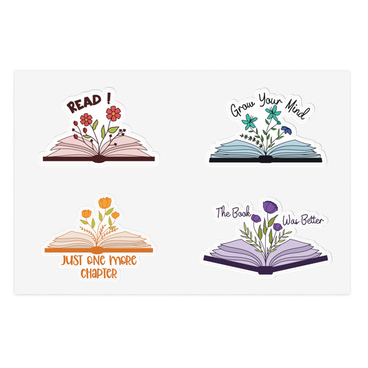 Inspirational Book-Themed Sticker Sheets for Readers